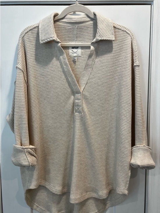 aerie Tops - aerie NWOT Cream Waffle Knit Long Sleeve Top